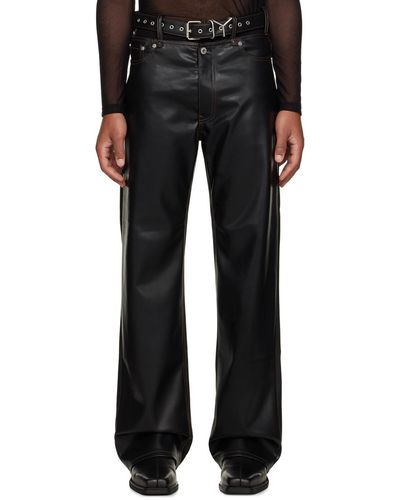 Y. Project Pantalon noir en cuir synthétique à ceinture à logo