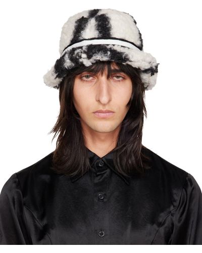 Anna Sui Chapeau bob blanc et noir à motif à carreaux exclusif à ssense