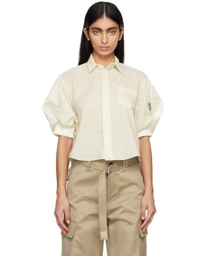 Sacai Off-white Stripe Shirt - Natural