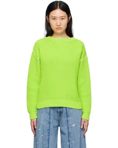 MM6 by Maison Martin Margiela Pull vert en tricot côtelé léger