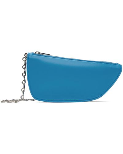 Burberry Micro sac à bandoulière en forme de bouclier replié bleu