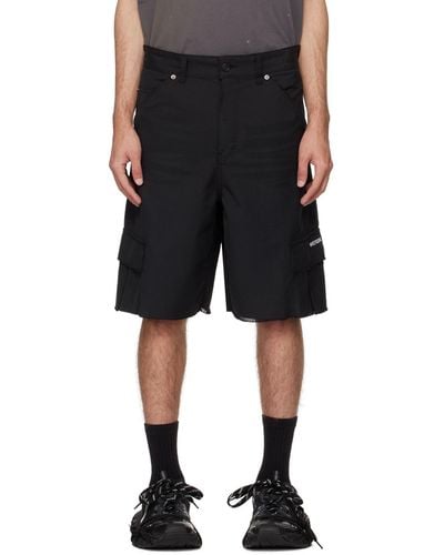 we11done Frayed Cargo Shorts - Black