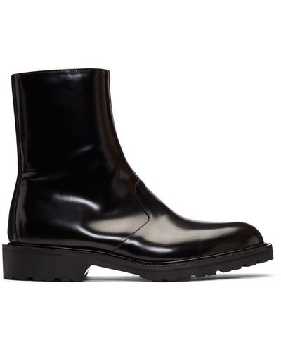 Dries Van Noten Black Patent Zip-up Boots