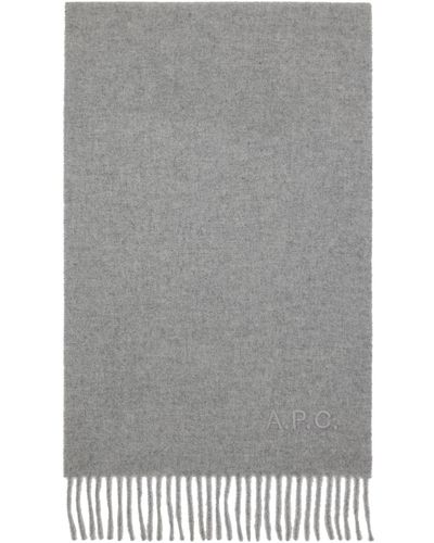 A.P.C. . Gray Ambroise Embroidered Scarf