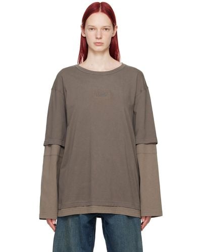 MM6 by Maison Martin Margiela Taupe Layered Long Sleeve T-Shirt - Brown