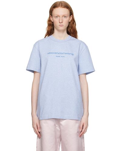 Alexander Wang T-shirt bleu à logo scintillant