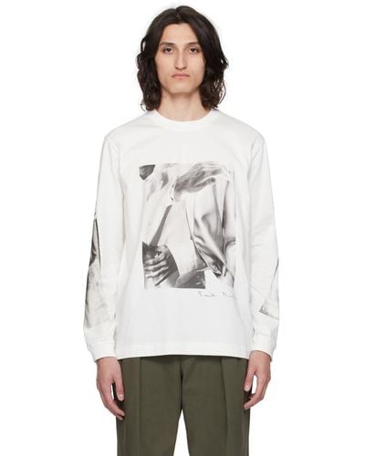Paul Smith Off- Printed Long Sleeve T-Shirt - White