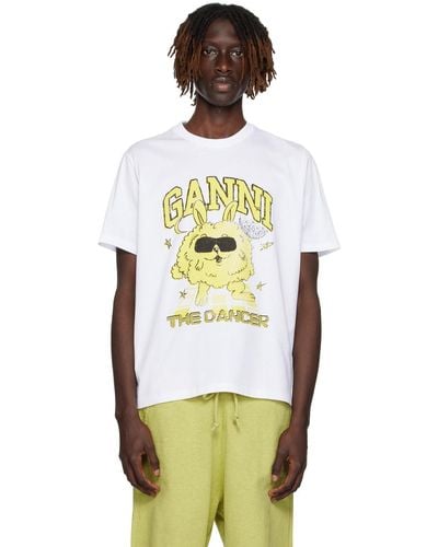 Ganni ホワイト Dance Bunny Tシャツ - ブラック