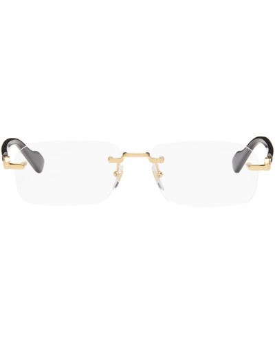 Gucci Gold & Burgundy Rectangular Glasses - Black