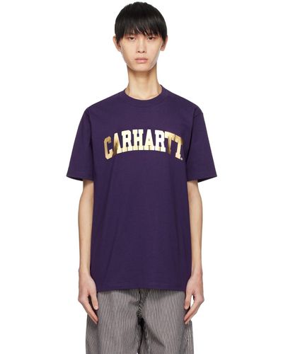 Carhartt T-shirt de style collégial mauve - Bleu