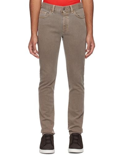 Zegna Taupe Garment-dyed Jeans - Multicolour