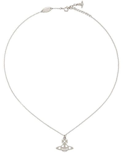 Vivienne Westwood Silver Lucy Pendant Necklace - White