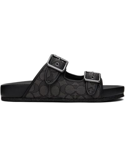 COACH Buckle Strap Sandals - Black