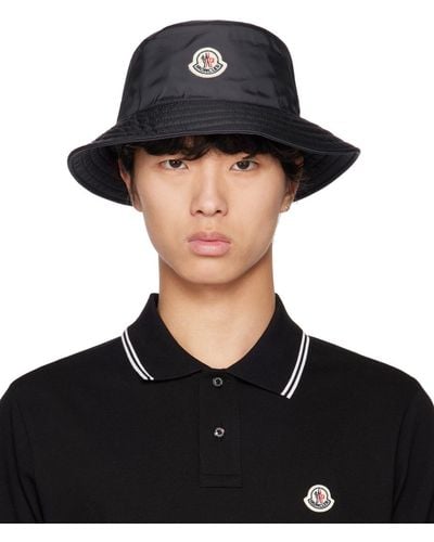 Moncler Navy Logo Bucket Hat - Black