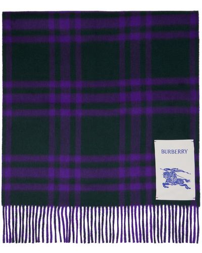 Burberry Green & Purple Check Scarf - Blue