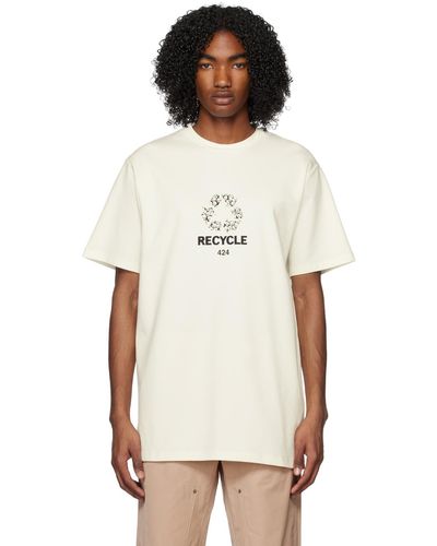 424 ホワイト プリントtシャツ