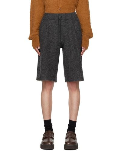 Dries Van Noten Grey Pleated Shorts - Black