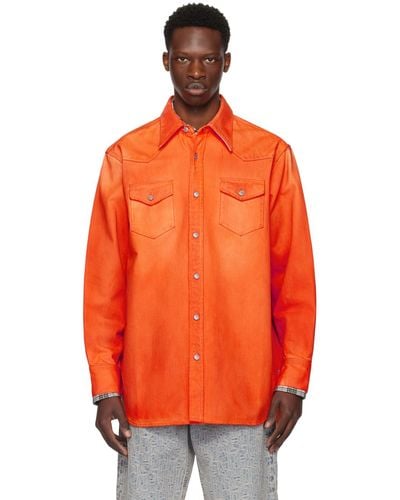 Acne Studios Faded Denim Shirt - Orange