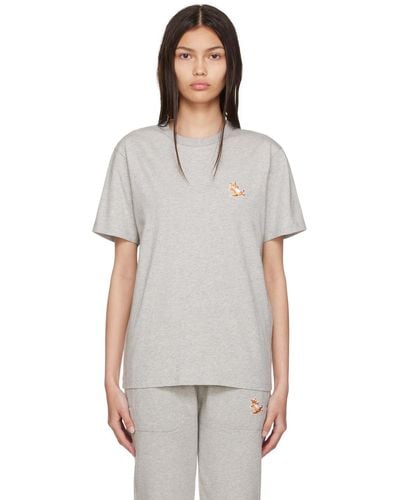 Maison Kitsuné T-shirt gris à logo de renard