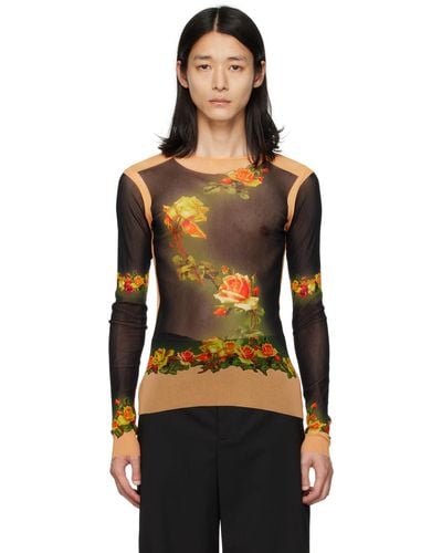 Jean Paul Gaultier Black Fleurs Petit Grand Long Sleeve T-shirt