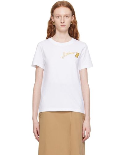 Moschino T-shirt blanc à logo et à image
