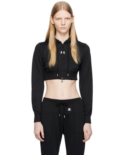 Courreges Cropped Hoodie - Black