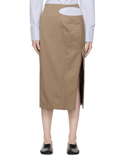 Low Classic Ige Curve Hole Midi Skirt - Multicolour