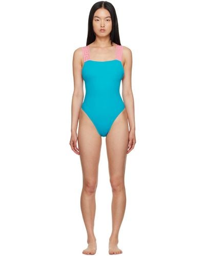 Versace Blue Greca One-piece Swimsuit