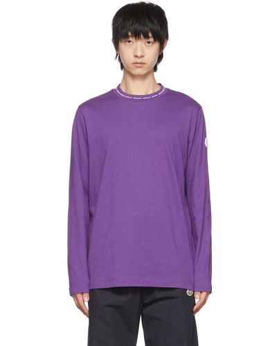 Moncler T-shirt à manches longues mauve en coton - Violet