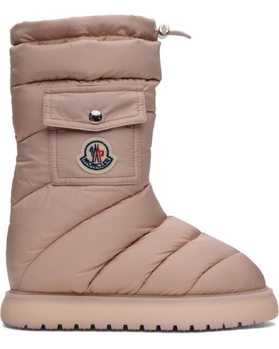 Moncler Pink Gaia Down Boots - Brown