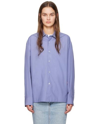 T By Alexander Wang Blue Button Up Shirt - Purple