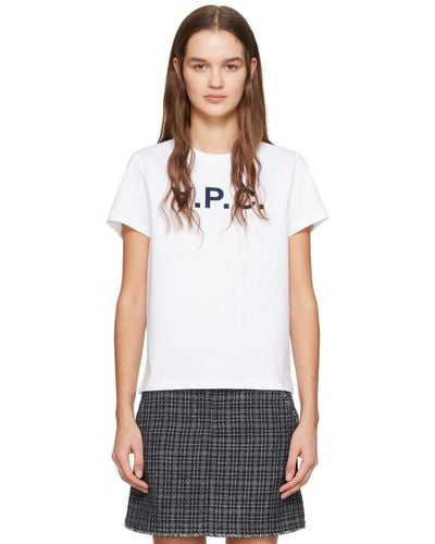 A.P.C. T-shirt blanc à logo - Noir