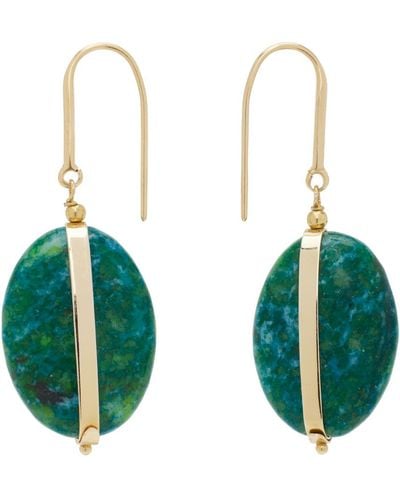 Isabel Marant Gold & Green Stones Earrings - Blue