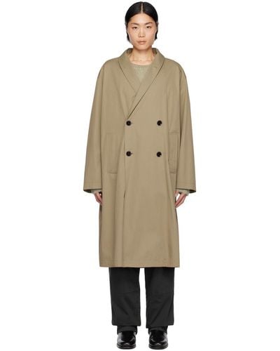 Lemaire Beige Wrap Collar Trench Coat - Black