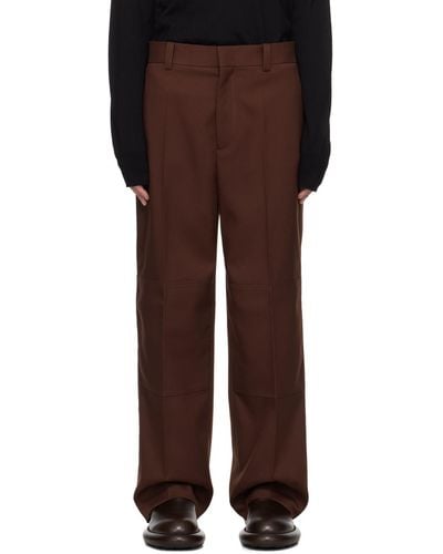 Jil Sander Burgundy Panelled Trousers - Brown