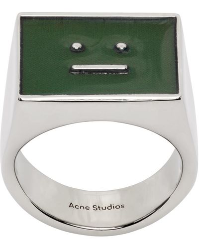 Acne Studios Silver Mood Stone Ring - Green