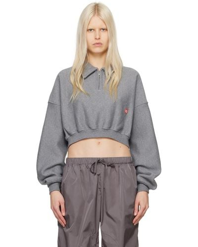 Alexander Wang Gray Half-zip Sweatshirt - Multicolor