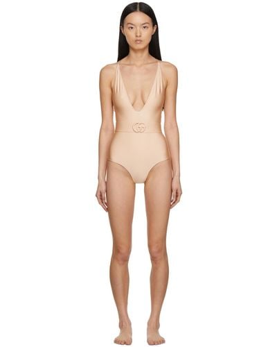 Gucci Sparkling Double-g One-piece Swimsuit - Natural