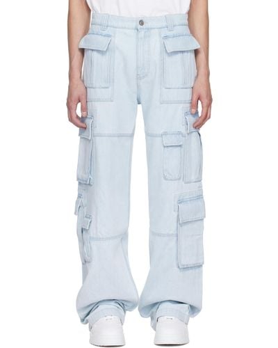 Versace Paneled Denim Cargo Pants - White