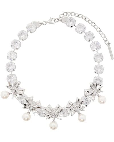 ShuShu/Tong Silver Bow Pearl Chain Necklace - Metallic