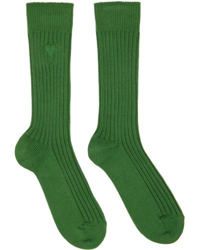 Ami Paris Green Ami De Cœur Socks
