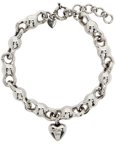 Acne Studios Silver Heart Charm Necklace - Metallic