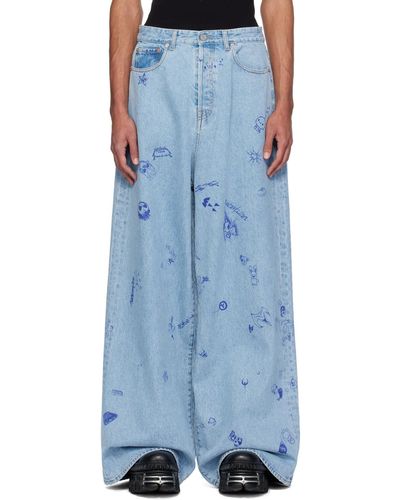 Vetements Scribbled Big Shape Jeans - Blue