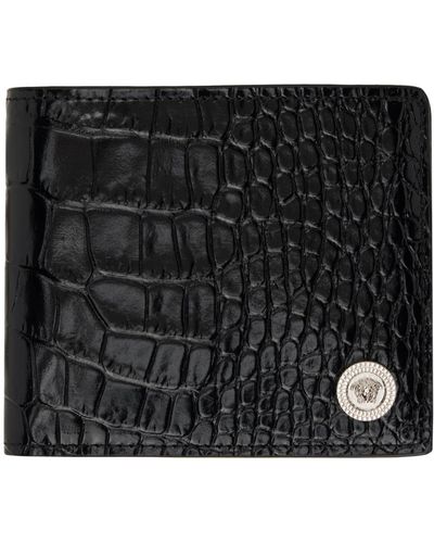 Versace Black Croc Medusa biggie Wallet