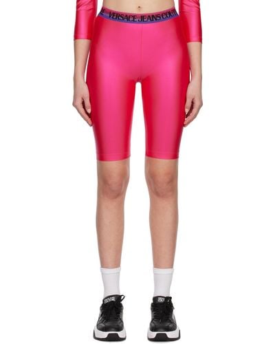 Versace Pink Shiny Bike Shorts - Red