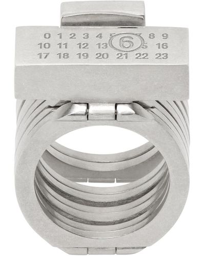 MM6 by Maison Martin Margiela Silver Expandable Ring - Grey