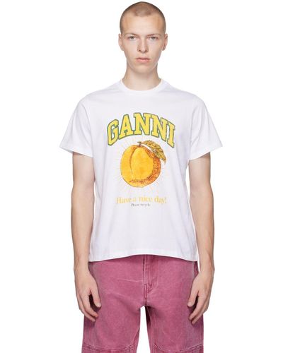 Ganni White Peach T-shirt - Multicolor