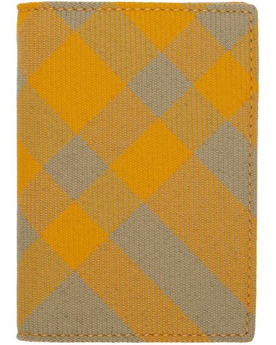 Burberry Porte-cartes pliable jaune à carreaux