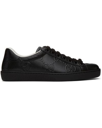 Gucci New Ace Perforated Leather Mid-top Trainers - Black