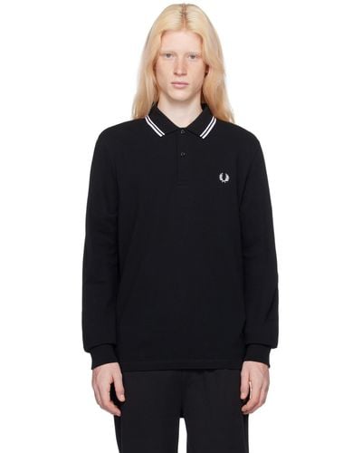 Fred Perry F Perry The F Perry 長袖ポロシャツ - ブラック